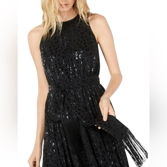 𝐌𝐢𝐜𝐡𝐚𝐞𝐥 𝐊𝐨𝐫𝐬 𝐍𝐖𝐓 Handkerchief Hem Leopard Black Dress Size Small - Picture 5 of 10